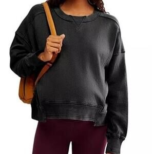 NEW FP Movement x Hatch Black Maternity Intercept Pull-On Crewneck Sweatshirt XS